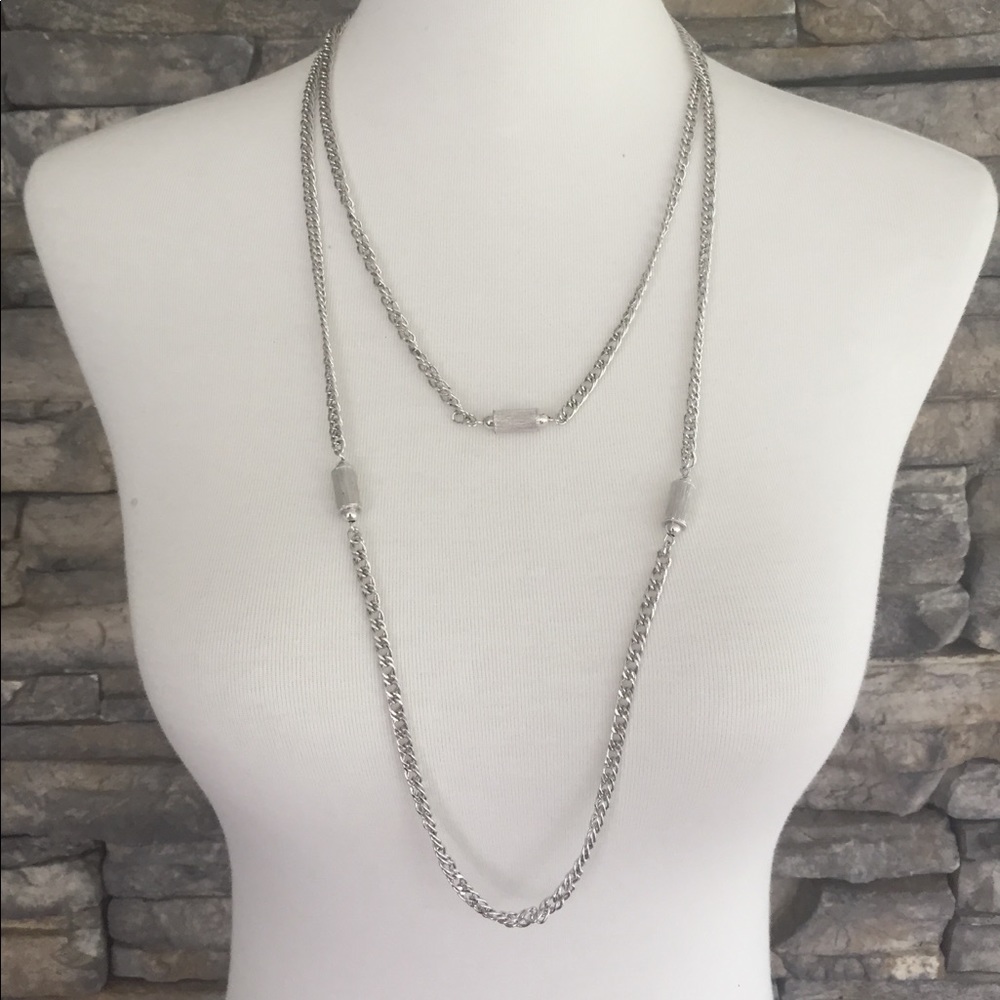 Monet long silver necklace